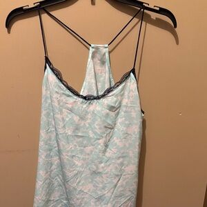 New York & Company Light Blue Floral Lace Tank Top